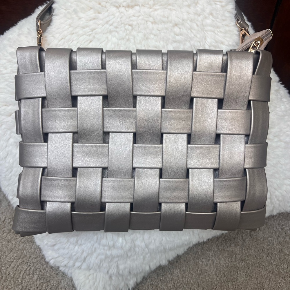 Elegant Gray Woven Leather Bag crossbody or clutch
Anthropology